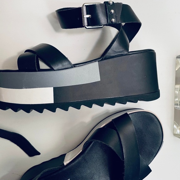 CULT 8 Yoox PLATFORM Genuine LEATHER ITALY style Comfort GRAPHIC DESIGN Black - Picture 6 of 8